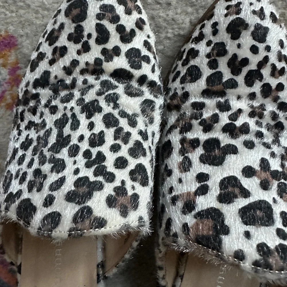 Leopard Print with Calf Hair Texture Women's Mules Size 7.5 - Picture 6 of 8
